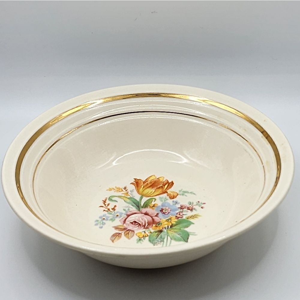 UPICO Ivory Bowl Floral Print 22ct Gold Trim Replacement